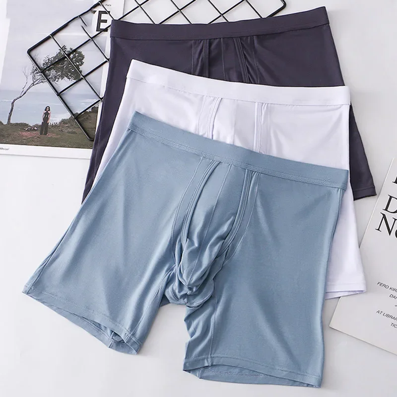 3PCS/Lots Men Long Boxer Shorts Leggings Long Penis Pouch Breathable Seamless Underpants Slip Homme Underwear Sports Boxershorts