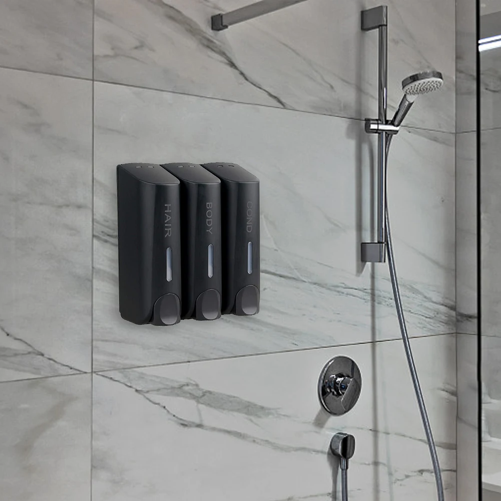 

Тройной дозатор для мытья тела объемом 350 мл, многоцелевой настенный контейнер для мытья лосьона, мыла, термостойкий для аксессуаров для ванной комнаты