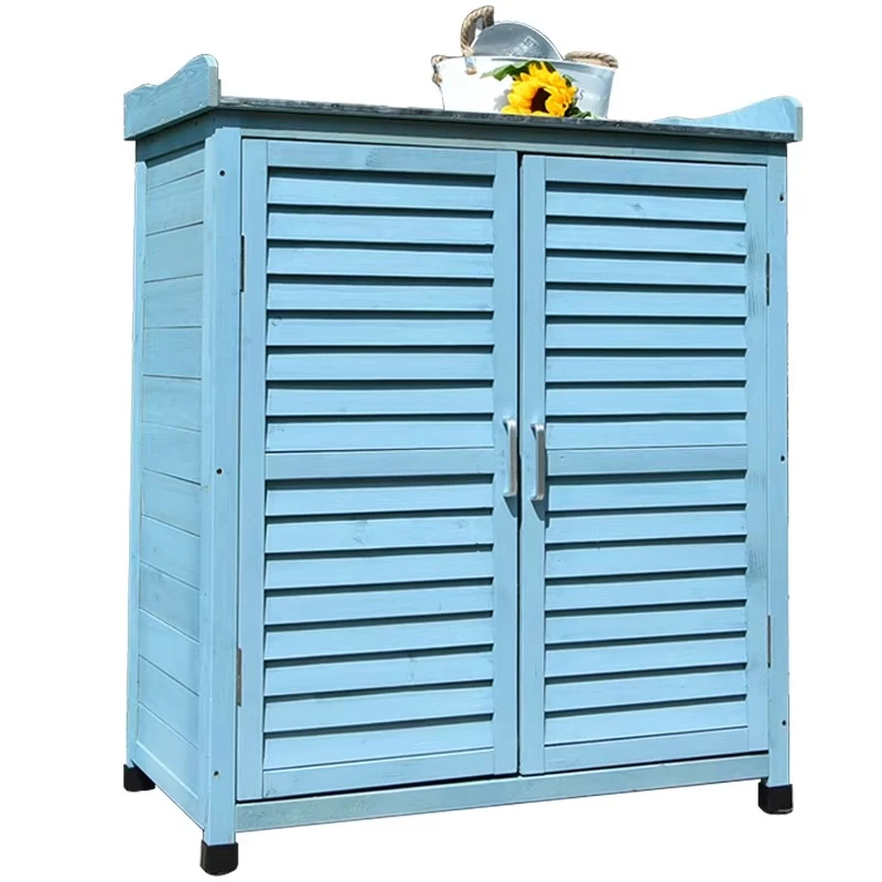 

Outdoor Storage Cabinet Storage Finishing Box Solid Wood Adjustable Flat Roof Courtyard Rainproof Corrosion