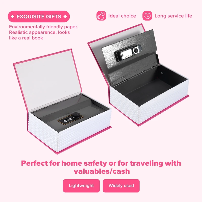 Y23A-Dictionary Book Safe Storage Box,  Safe With 3 Digital Combination Lock, Anti-Theft Safe Secret Box