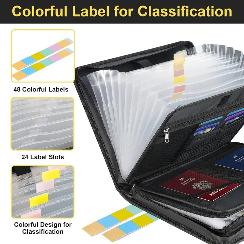Fireproof Expanding A4 File Folder Zipper Closure Waterproof Accordion File Organizer Space Saving Multi Pockets Files Briefcase