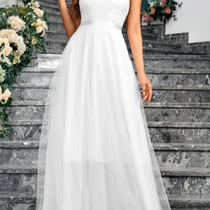 Elegante Brautkleider Chiffon mit Strängen, Halshöhlennacken, Hochzeitskleid, Strandapplikationen, Boho, Prinzessin -Partykleider, Saiten, Plus Größe, Customize 11 Hauptverkaufskleid für Verlobung Chiffon - №10