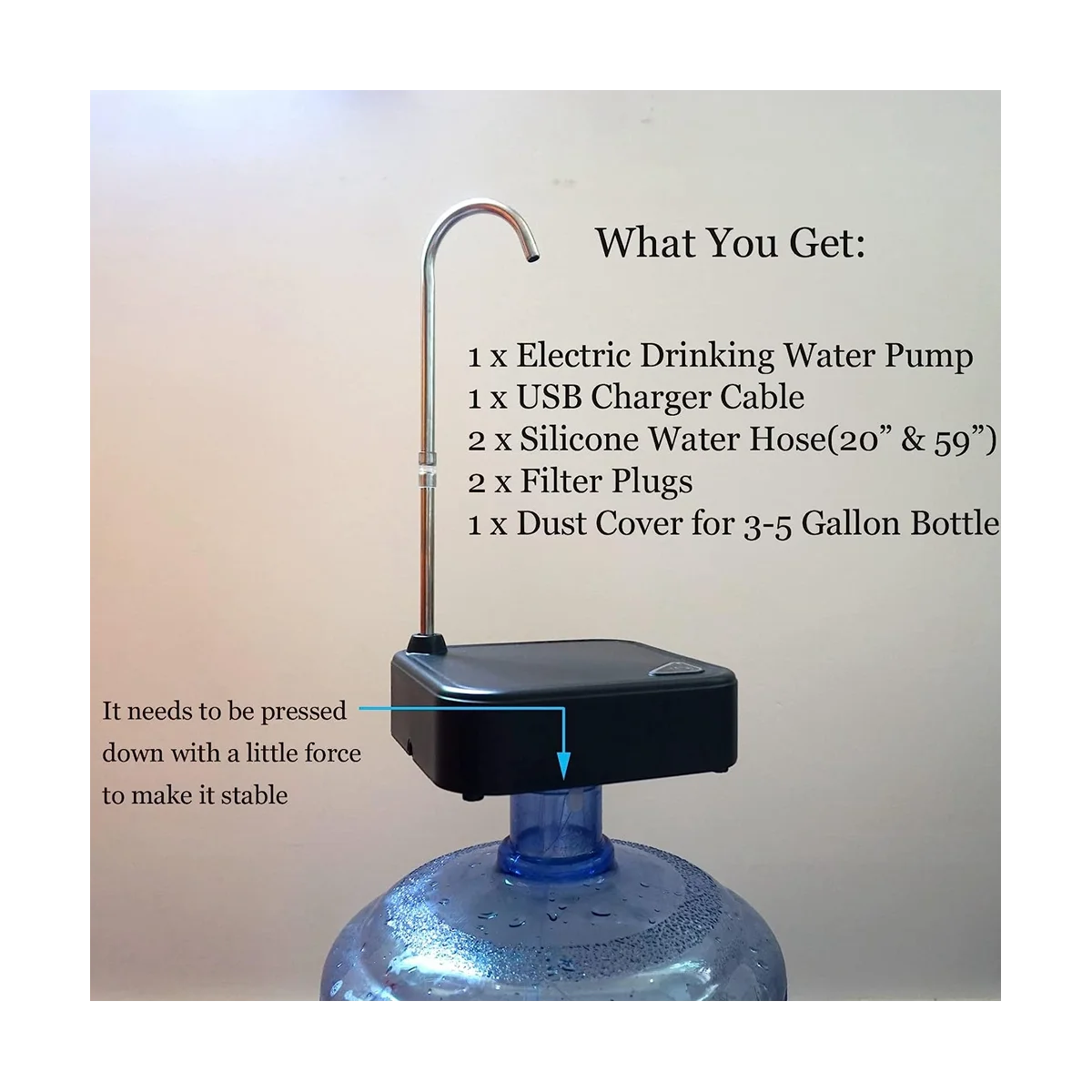 

2In1 Portable Electric Water Bottle Dispenser for 5 Gallon & Universal Bottles USB Rechargeable Table Water Dispenser