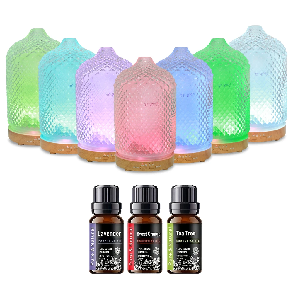 

Аромадиффузор на 200 мл с успокаивающей подсветкой, автоматическим таймером и ультратихим увлажнением для дома/офиса