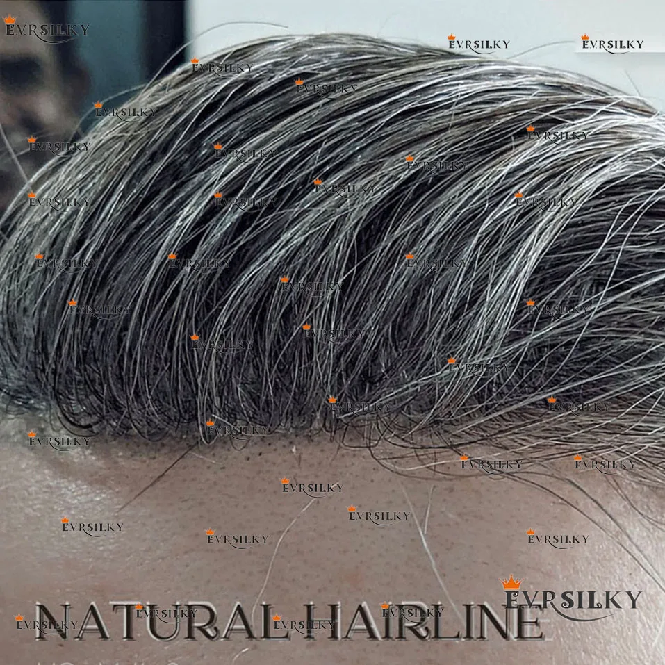 Grey Black 1B40 1B65 1B80 Invisible Durable Toupee Q6 Lace Front Men's Wig  Ash Blonde BrownHuman Hair Bleach Knots Prosthesis