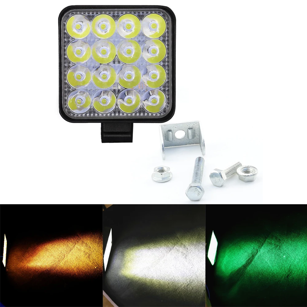 

2pcs 16LED 48W 3030 16SMD Work Light LED Car Front Fog Light 9-30v Truck SUV 4X4 Engineering Headlights Off-road Round Headlamp