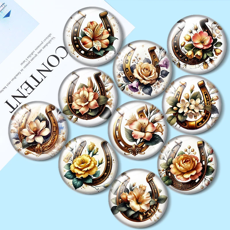 

Horseshoe for good luck 10pcs 12mm/18mm/20mm/25mm Round photo glass cabochon flat back Making findings for bracelets