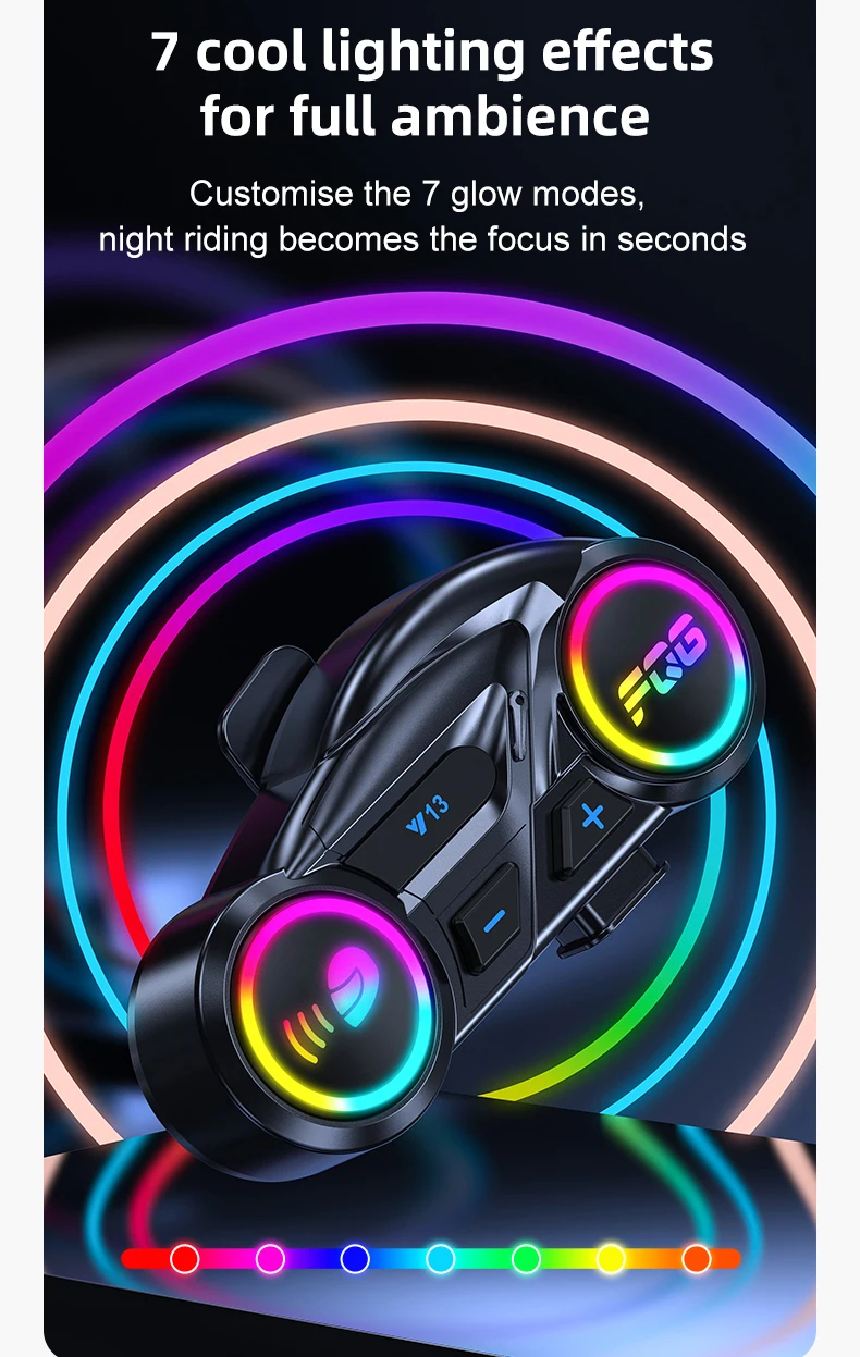 Y13 Pro Motorrad Helm Bluetooth Headset Intercom Entfernung 500M Chip V6.0 Stereo FM Radio Mischen Musik Teilen – Detail 4