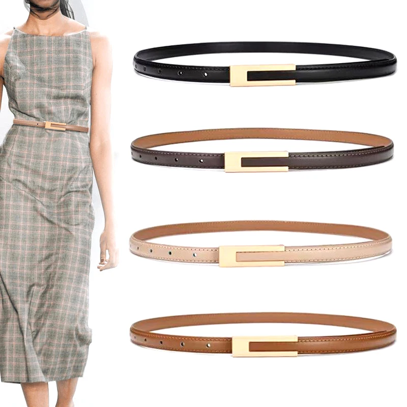 Women Korean PU Leather Thin Waist Strap Metal Accessories Basic Belt Women Casual Porous Adjustable Fashion Belts