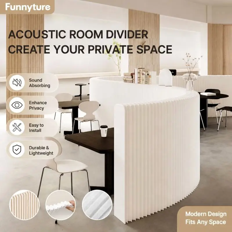 Portable Folding Room Divider Waterproof Paper Screen Space Saving Accordion Partition for Living Room Home Office Commercial
