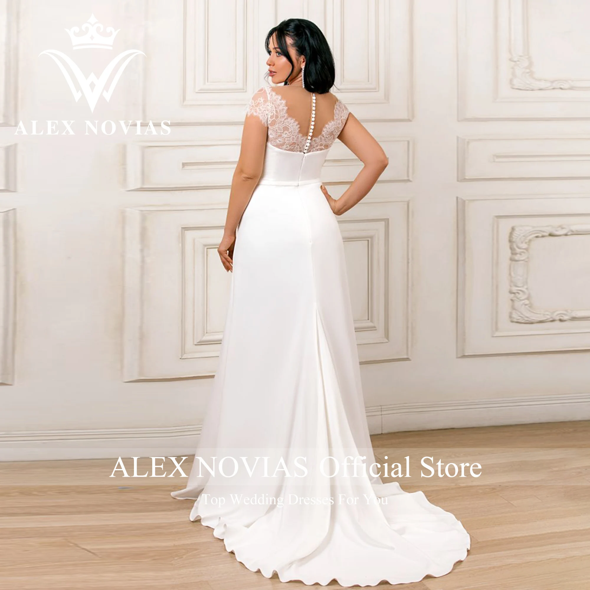 Alice NOVIAS – robe De mariée en Satin, grande taille, col en v, dos nu, applications, nouvelle collection, 2023