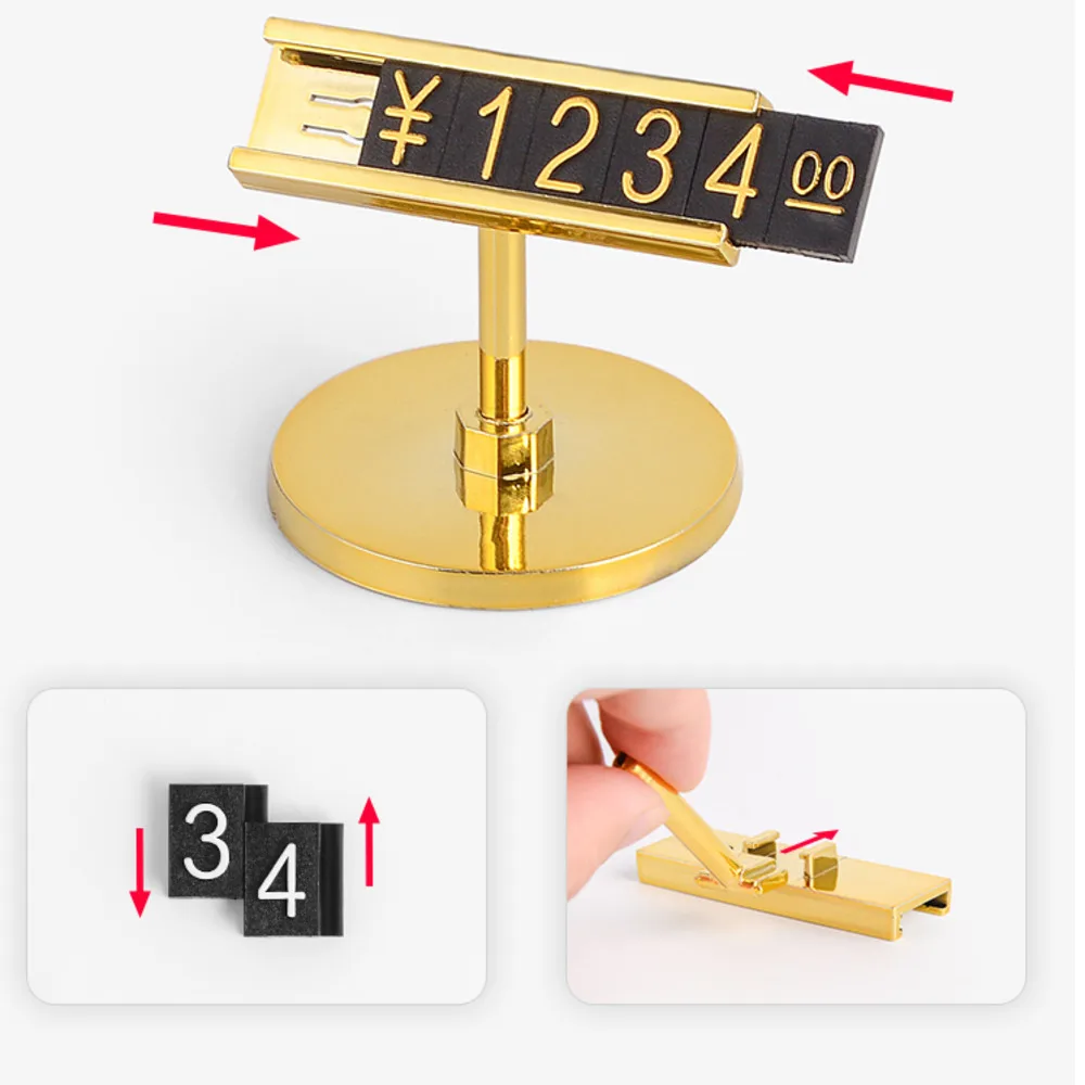 Combined Price Label Euro Snap Number Digit Cubes Jewelry Showcase Counter Display Sign Bracket Pricing Stand