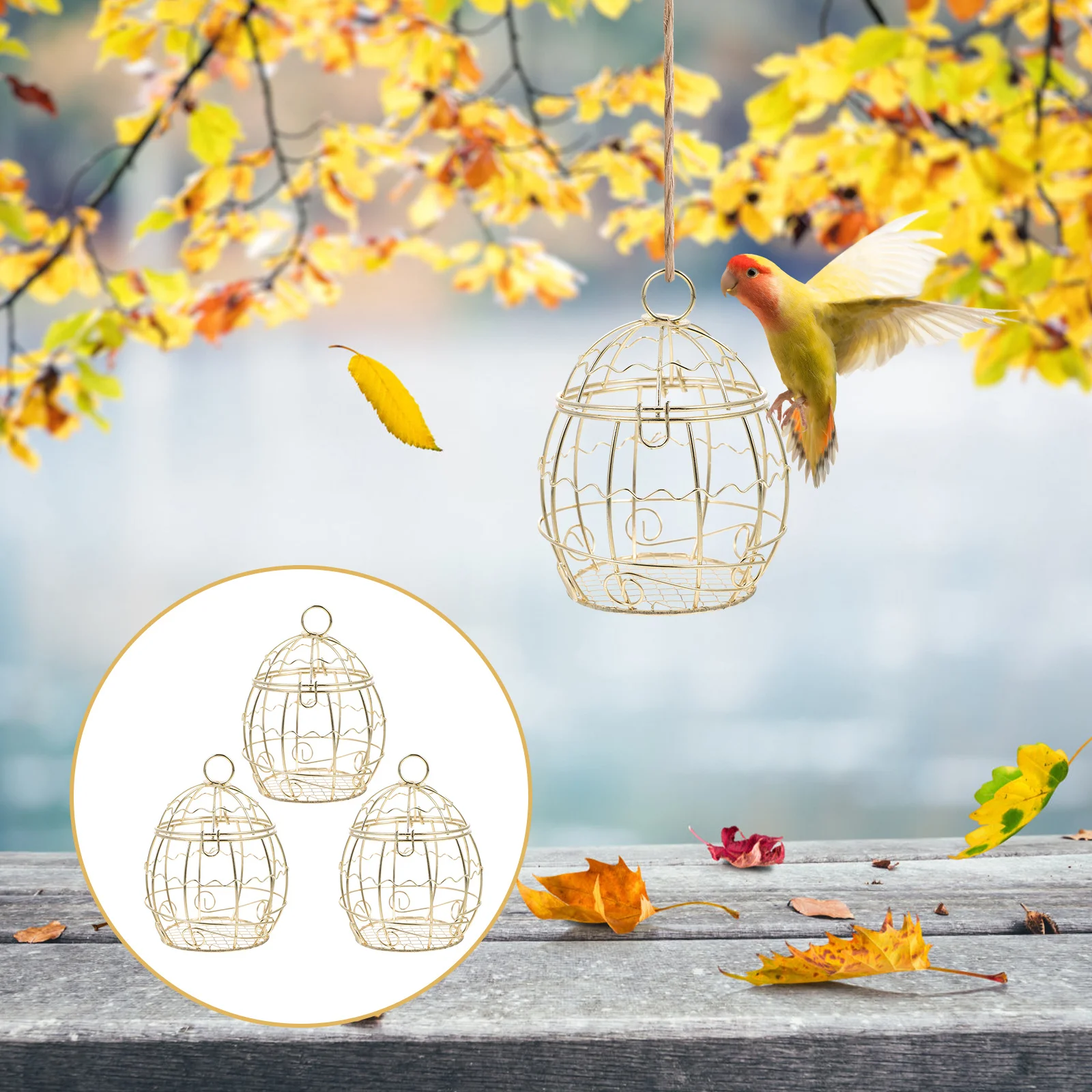 

3Pcs Hanging Suet Feeder Outdoor Bird Suet Holder Exquisite Garden Feeder for Balcony Lawn Wild Bird