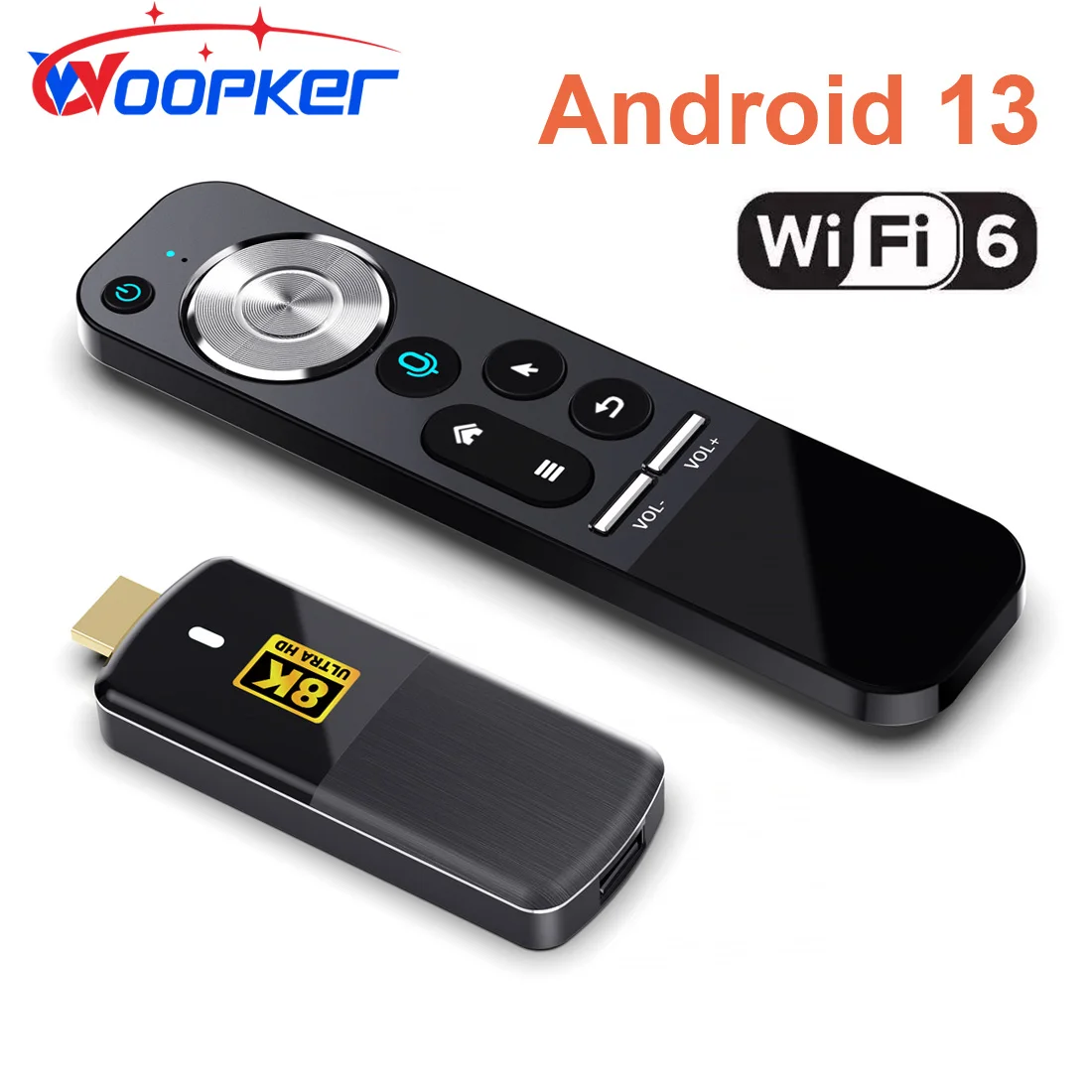 Woopker TV Stick M3 Android 13.0 Rockchip RK3528 Support 8K Dual WiFi-6 Media Player 2GB/16GB Smart Set Top Box with Airmouse