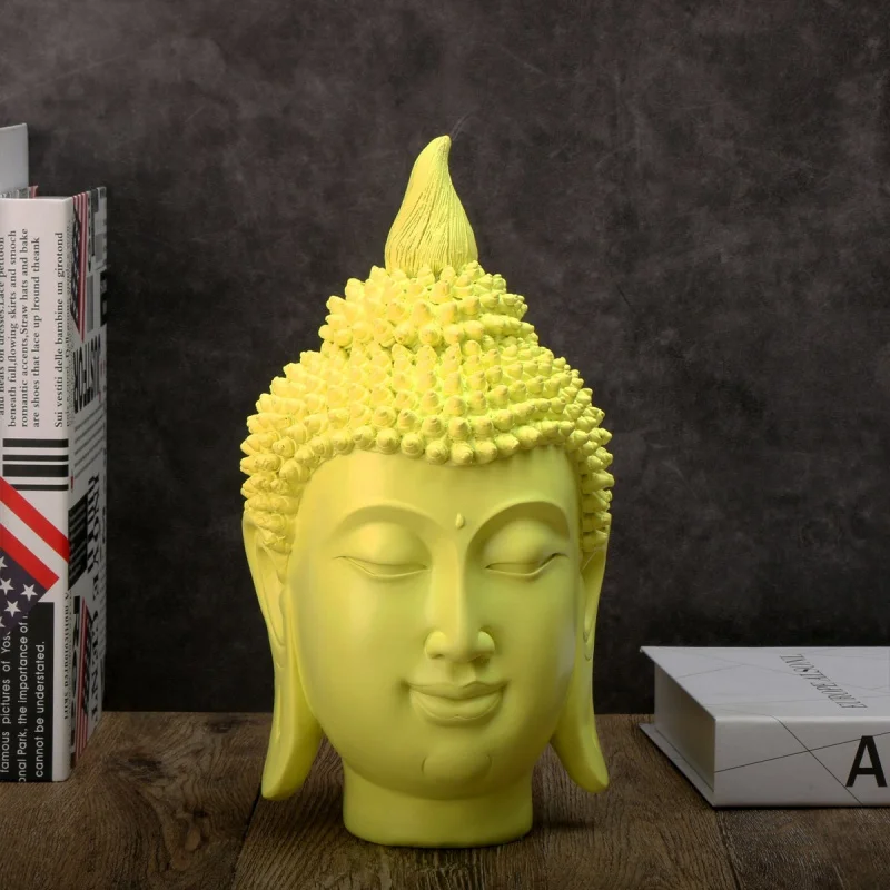 Plaster Thailand Buddha Head Buddha Ornaments Living Room Office Creative Table Decorations Resin craft ornament