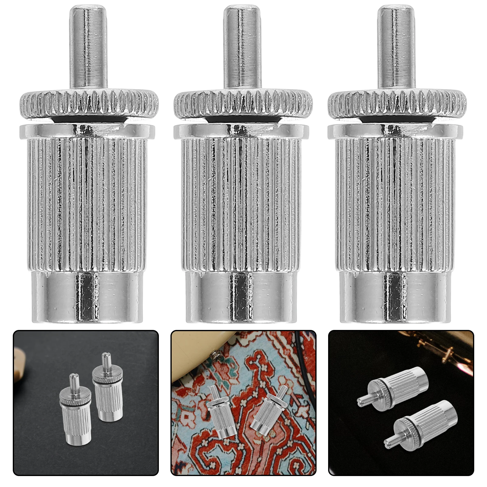 

4 Pcs Electric Guitar Adjustment Screw Parts Metal Silver Bridge Saddles Screws