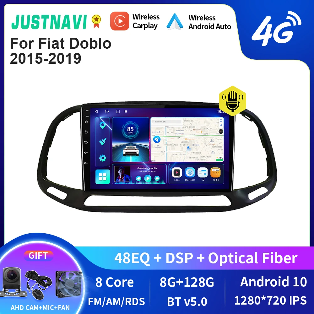 

JUSTNAVI QT10 Car Radio For Fiat Doblo 2015-2019 Carplay Android Auto DSP Multimedia Video Player GPS Navigation Stereo