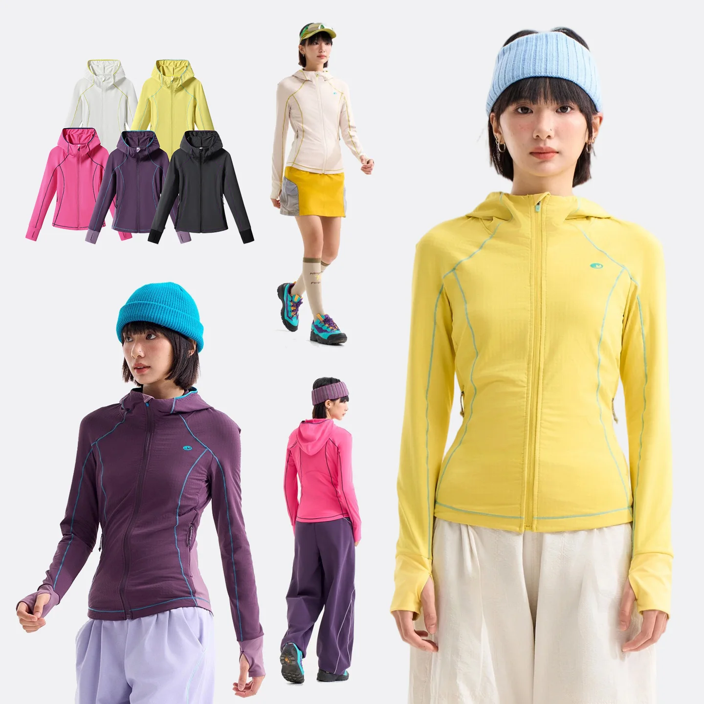 Damen Outdoor Hochelastische Leichte Schnelltrocknende Wanderjacke mit Kapuze Mädchen Jogging Slim Fit Sport Yoga Jacke Y2k Mode Mantel