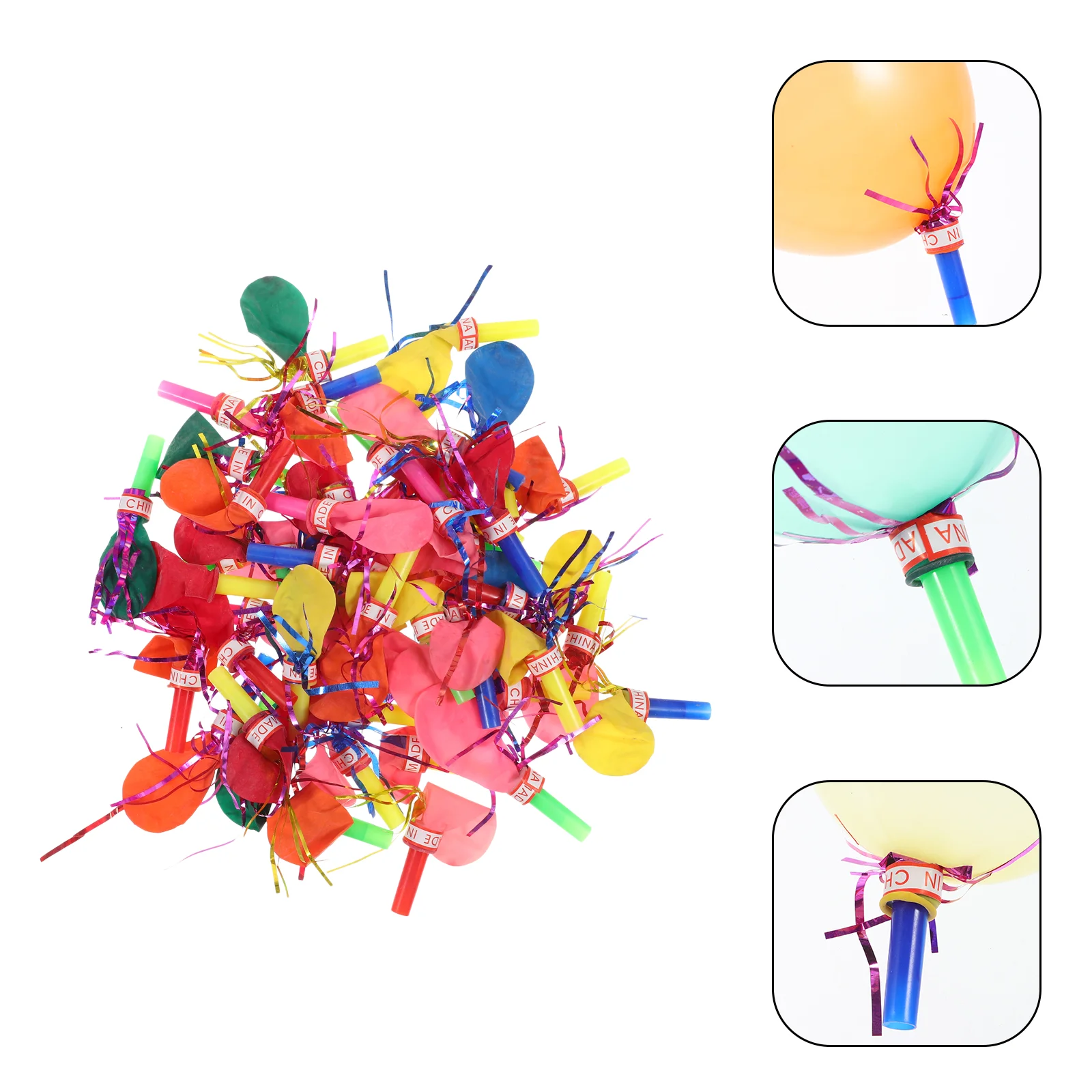 100 Pcs Balloons Whistles Metallic Kids Blowouts Musical Party Noisemaker Child