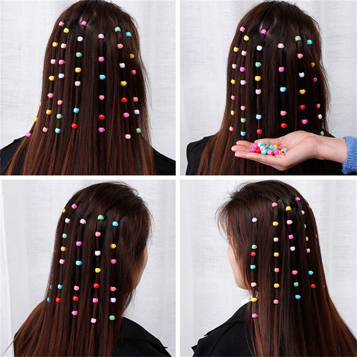 100 pcs Hair Braids Maker Beads Headwear Cute Candy Colors Plastic Hairpins Hair Claw Clips For Women Girls Hair Accessories