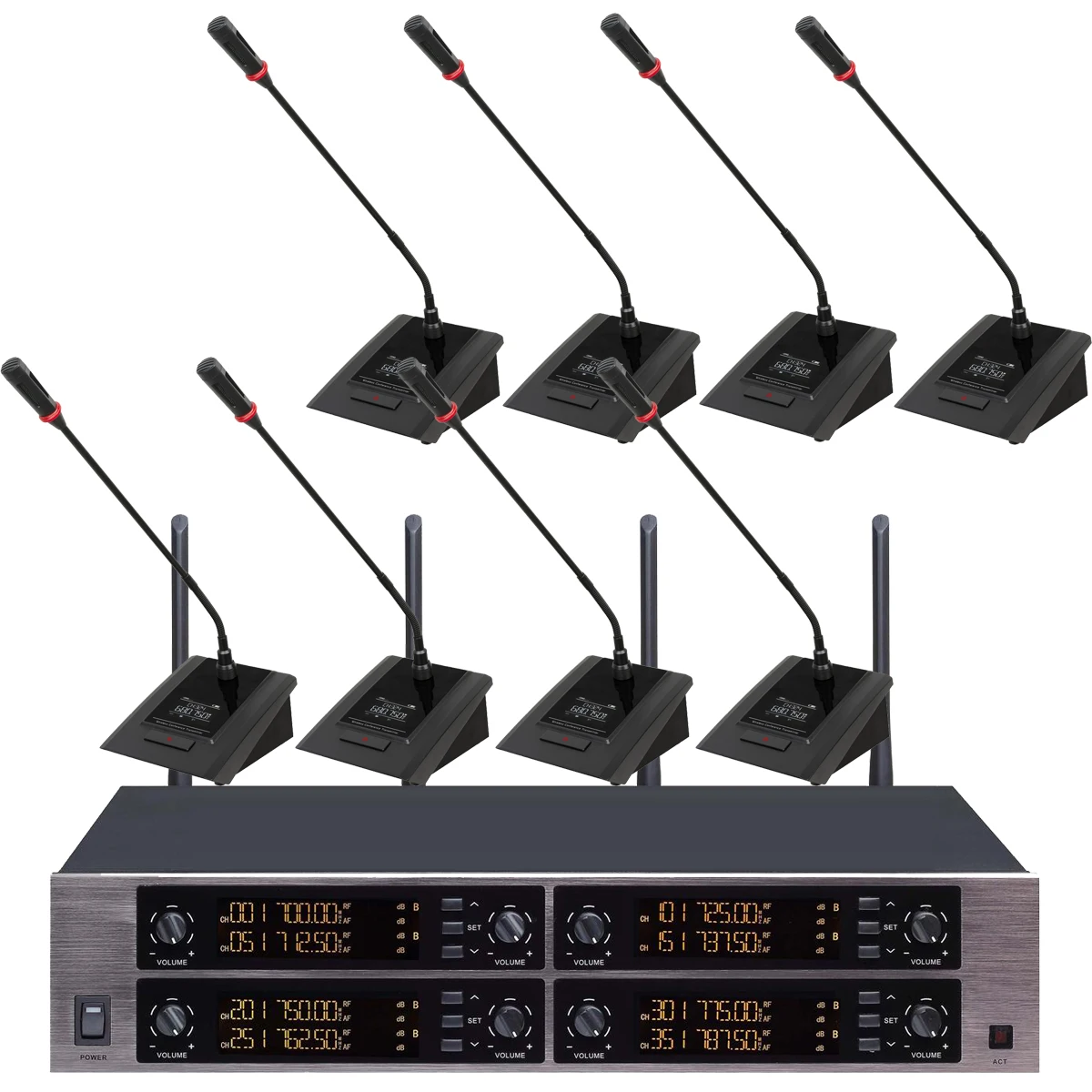 Top MiCWL MXC880 8WD Digital Wireless Microphone 8 Cardioid Desktop Gooseneck Conference Meeting Room System 400 Channel