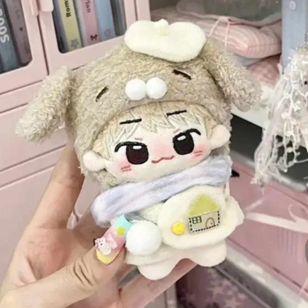 

Lovely Puppy Hat Woolen Cloth Set for 10cm Idol Cotton Doll With Strap Dress Scarf Outfit Creative Dolls Accessories Girls Gift