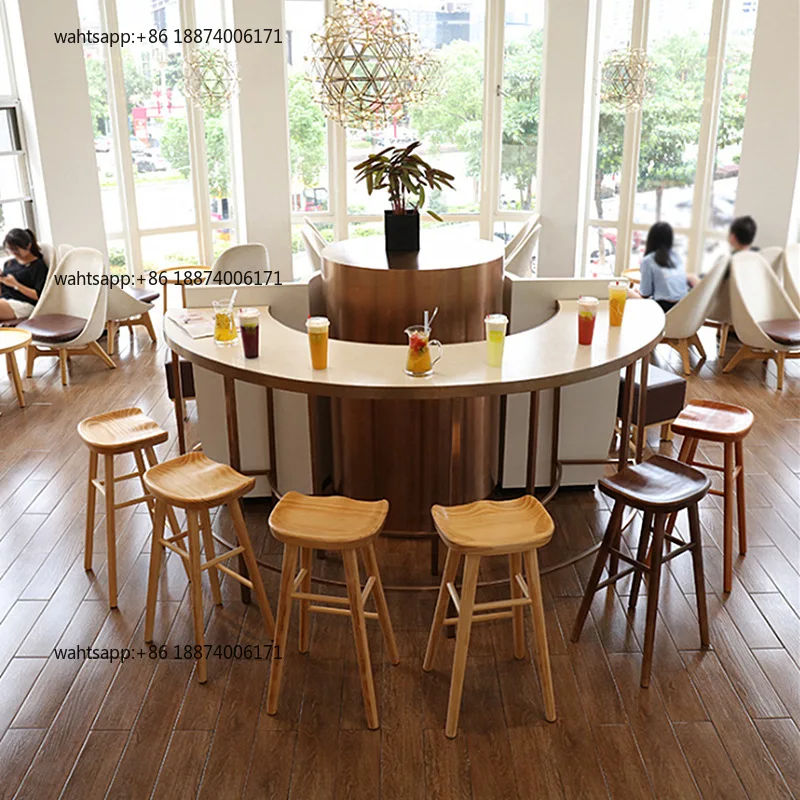 Solid wood stool bar stool milk tea shop high stool household simple apple chair bar Nordic bar chair with backrest