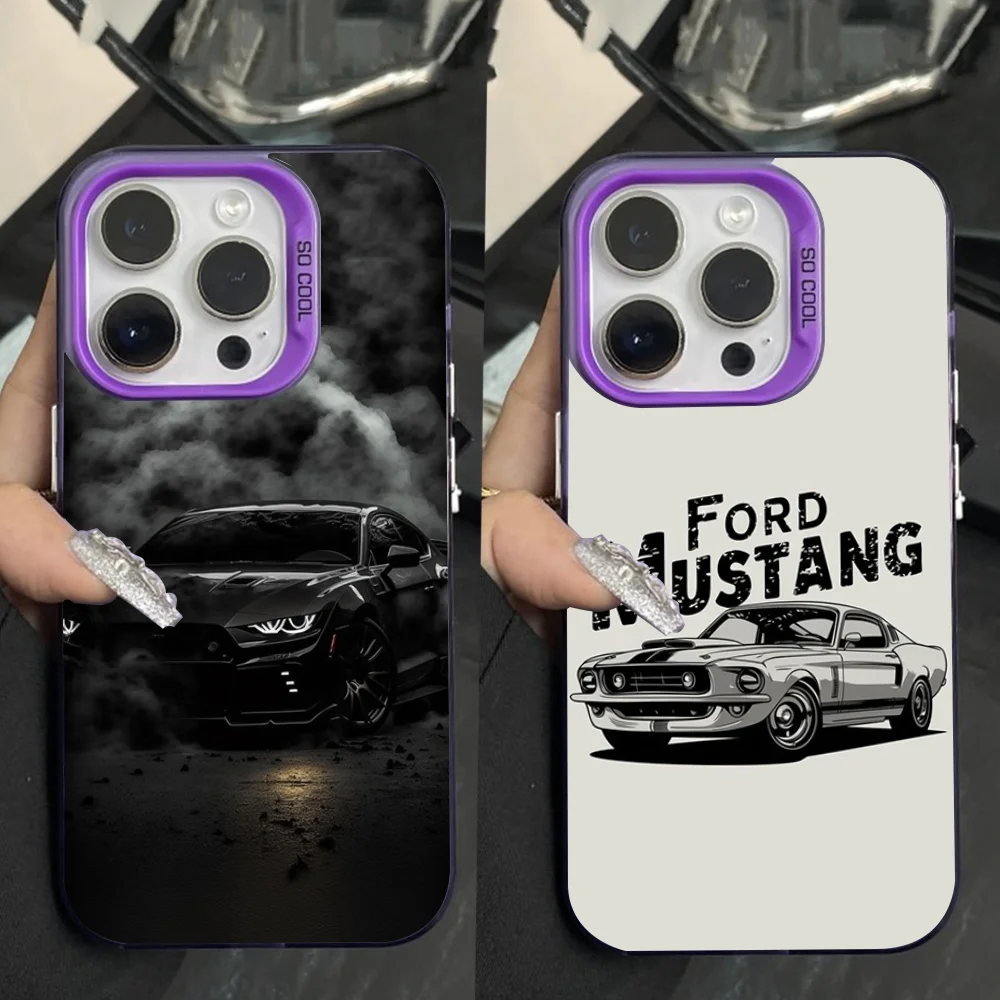 

F-Fords Car M-Mustang Phone Case For iPhone 16,15,14,13,12,11,Pro,Max,Plus,Mini,XS Anti Fall Purple Matte Hard Bumper