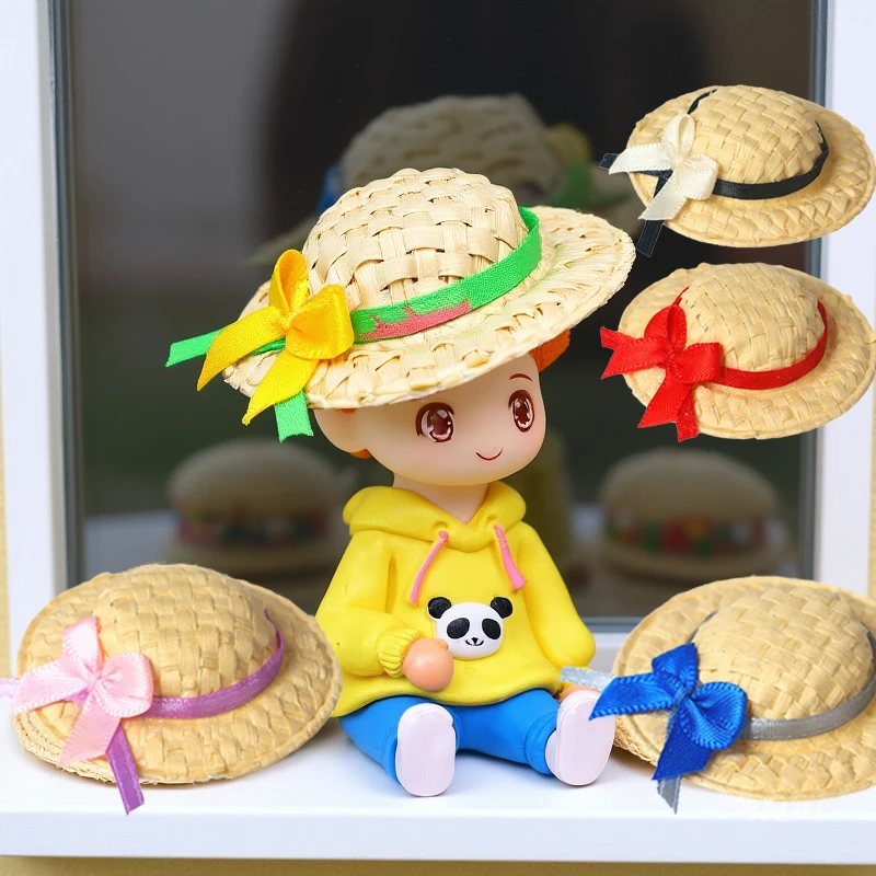 限定手作りドールハウス麦わら帽子サンキャップ、1/12 1/8ドールハウスアクセサリー