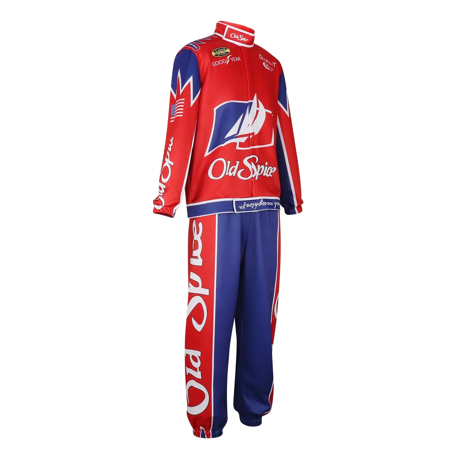 زي ريكي بوبي كوسبلاي F1 Racing Driver باللون الأبيض والأحمر للأفلام الشعبية والمسلسلات التلفزيونية