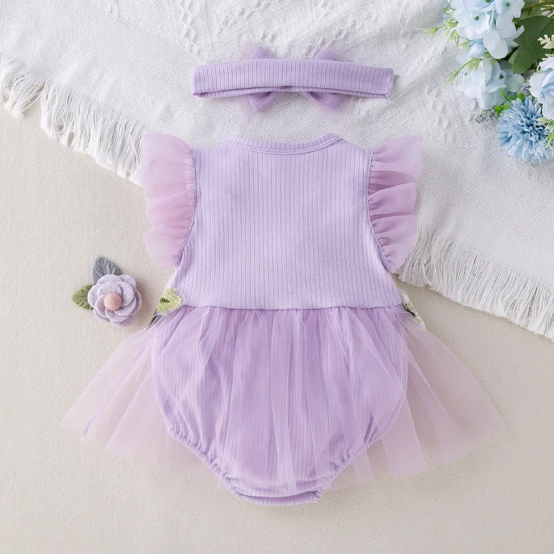 Newborn Romer Baby Girl Outfit Set Newborn Photography Romper Flower Toddler Infant Baby Clothes 3 6 9 Baby Romper Dress