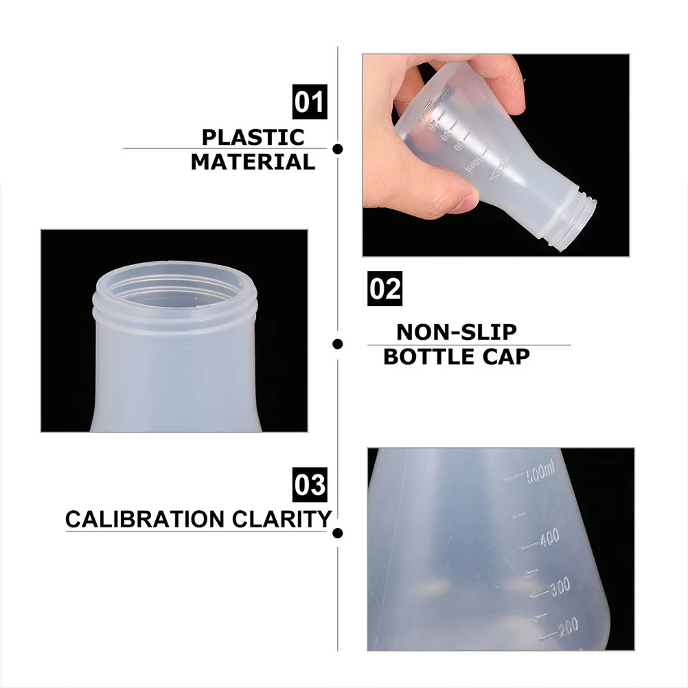 

6Pcs Plastic Flask Set Clear Scale Wide Mouth Durable for Student Chemistry Experiment Laboratory Flask Plastic Beaker