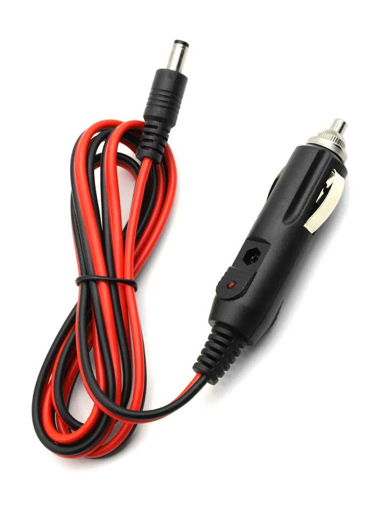 DC5521/5525 universel 12V 5A mâle allume-cigare câble ligne de connexion avec lumière LED pour chargeur de voiture câble d'alimentation 1.2M