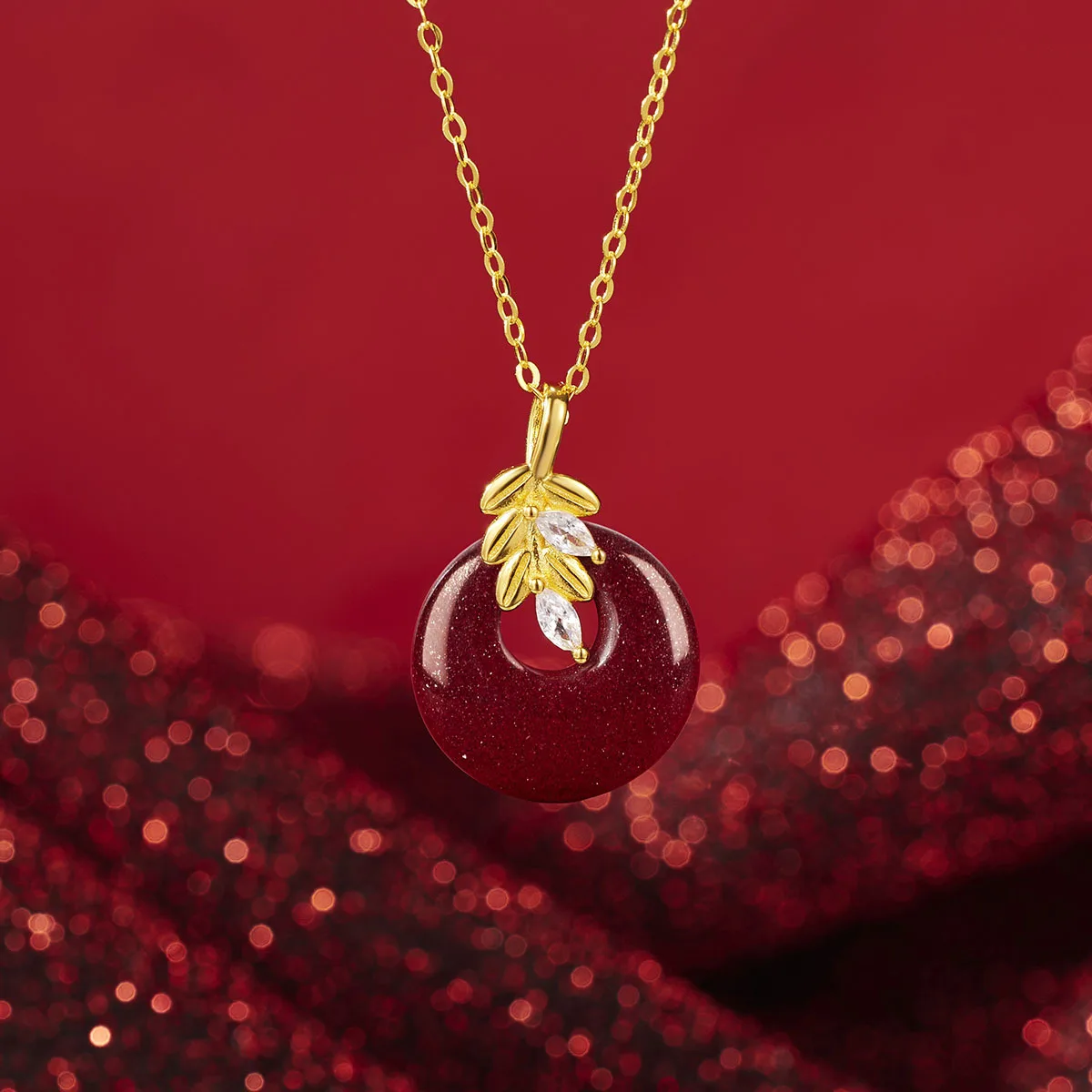 

S925 Sterling Silver Ethnic Natural Cinnabar Wheat Ear Safety Buckle Necklace New Chinese Style Pendant Clavicle Chain For Women