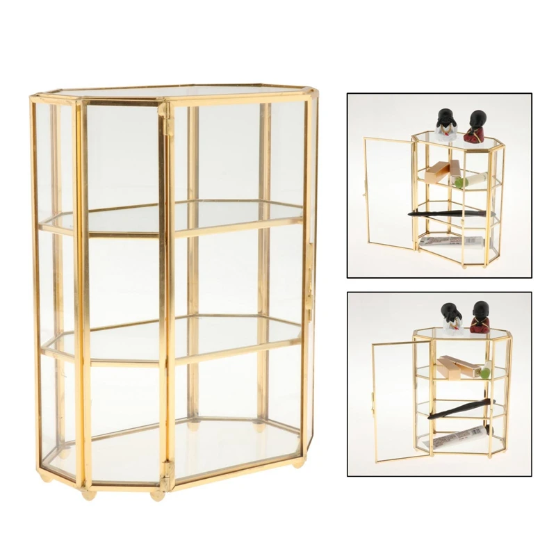 

3-Tier Jewelry Box Glass Makeup Organizer Jewelry Box Multifunction Display Case For Dressing Table Decoration Storage