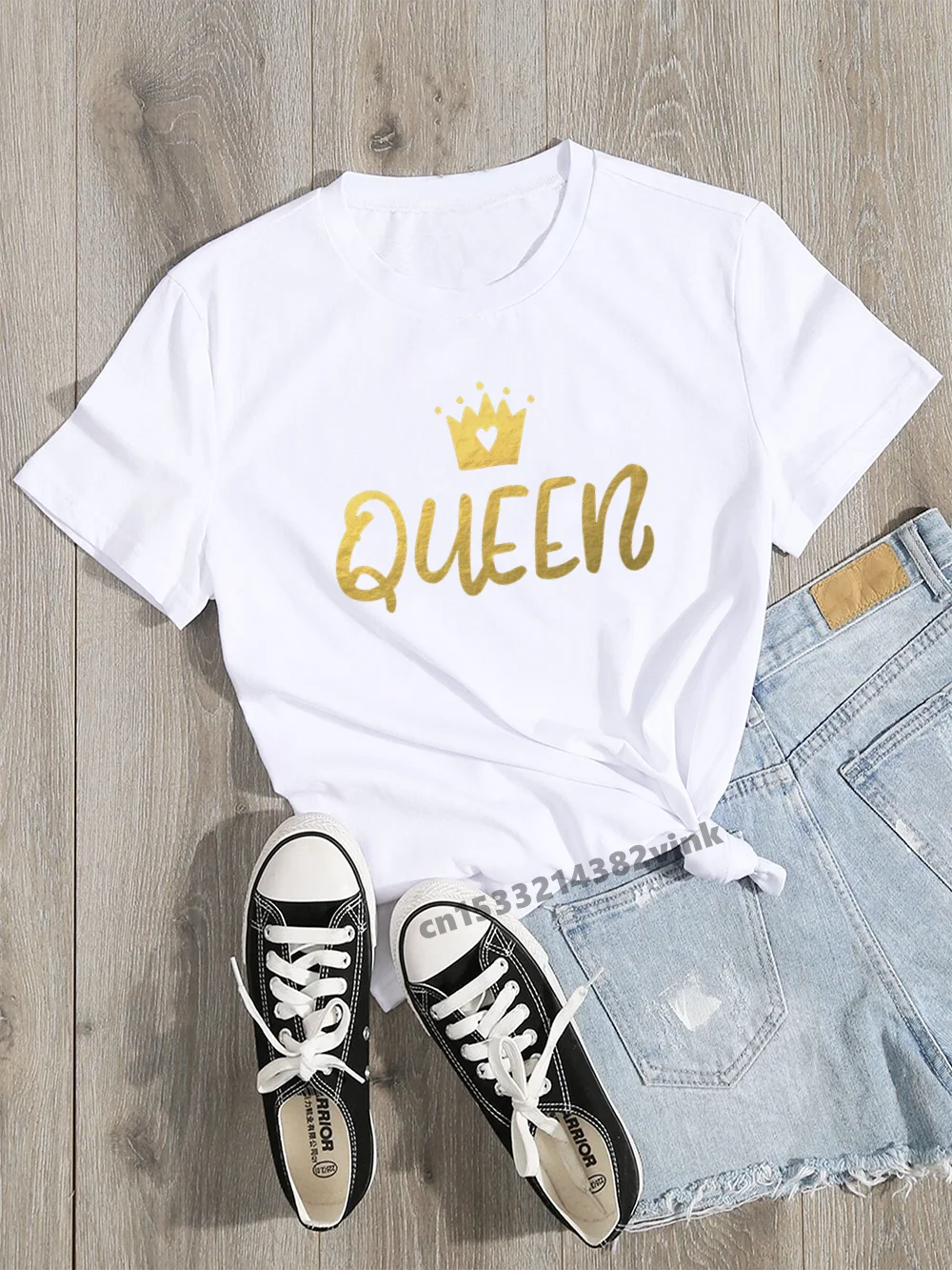 

Queen Team Bride Bachelorette Wedding Party Women Evjf Tee Shirt Fashion Casual ladies basic O-collar Short Sleeved T-shirt Girl