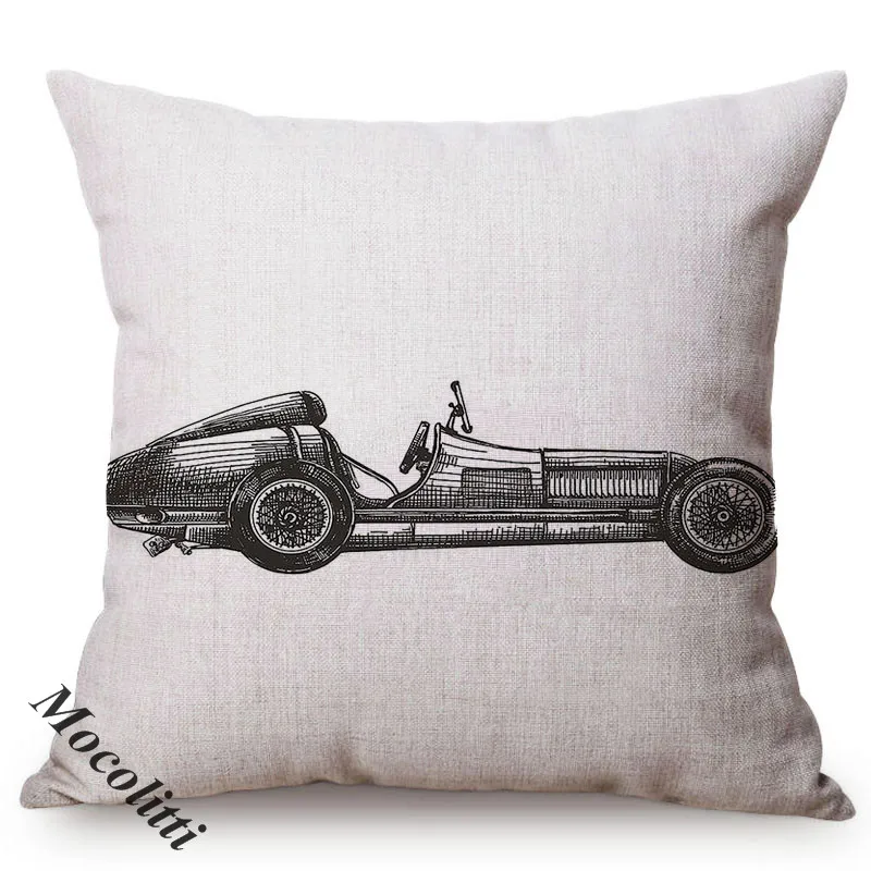 Hand Sketches Classic Cars Style Square Shape Decorative Throw Pillow Case Sofa Decorative Cushion Cover almofadas cojines
