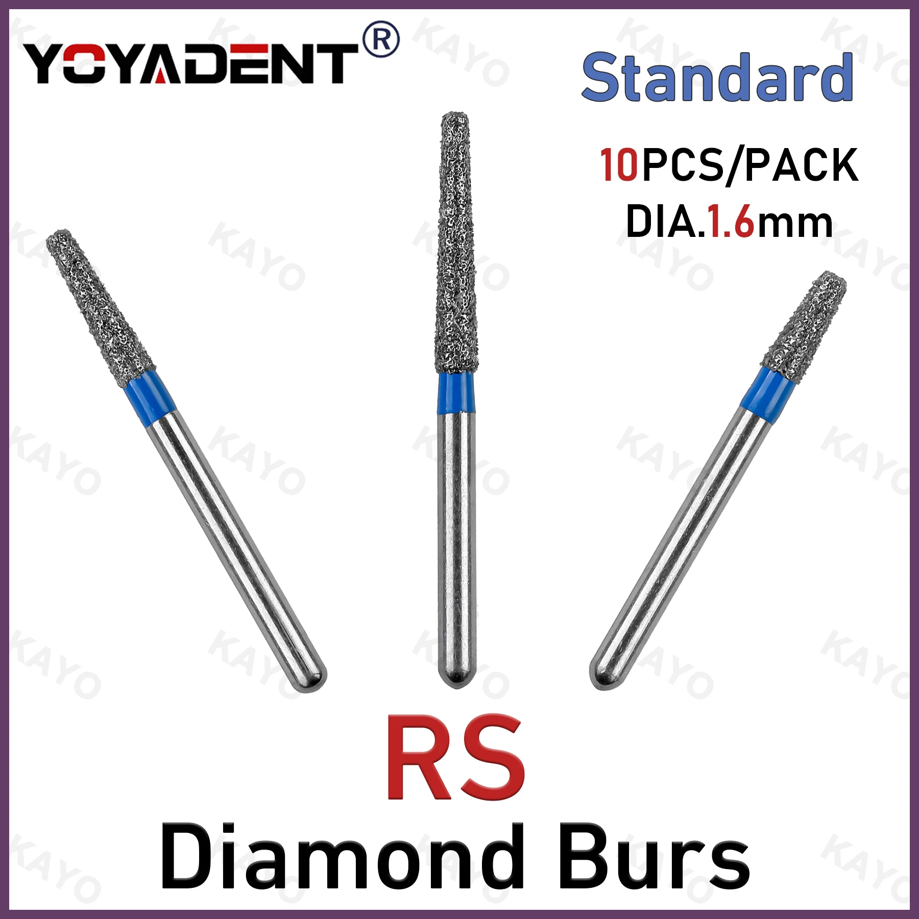 RS Type Dental Diamond Burs Rounded Shoulder Dills Dentistry Strawberries For High Speed Handpiece 10Pcs FG 1.6mm Polishing Tool