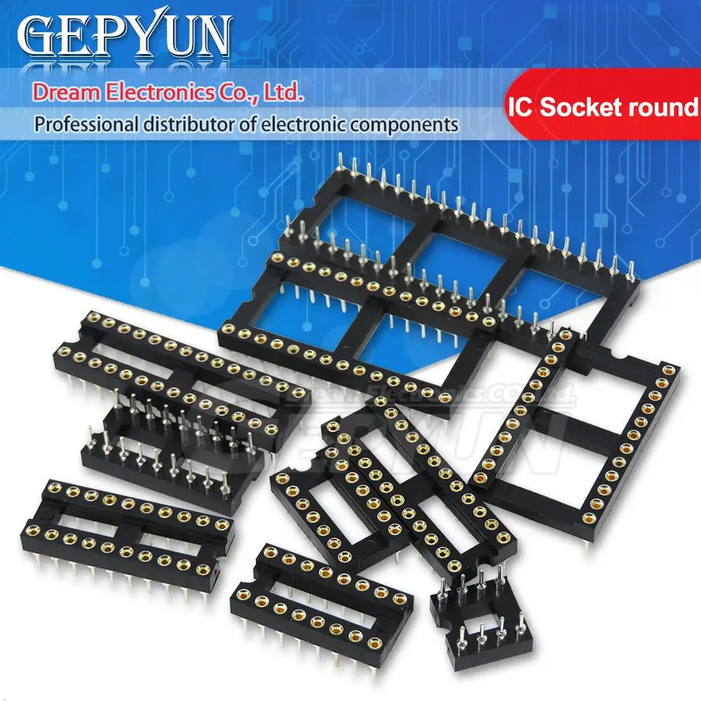 10PCS Gniazdo IC okrągłe otwory Wąskie Szerokie DIP 6 8 14 16 18 20 24 28 40 pinów DIP6 DIP8 DIP14 DIP16 DIP18 DIP20 DIP28 DIP40 pinów
