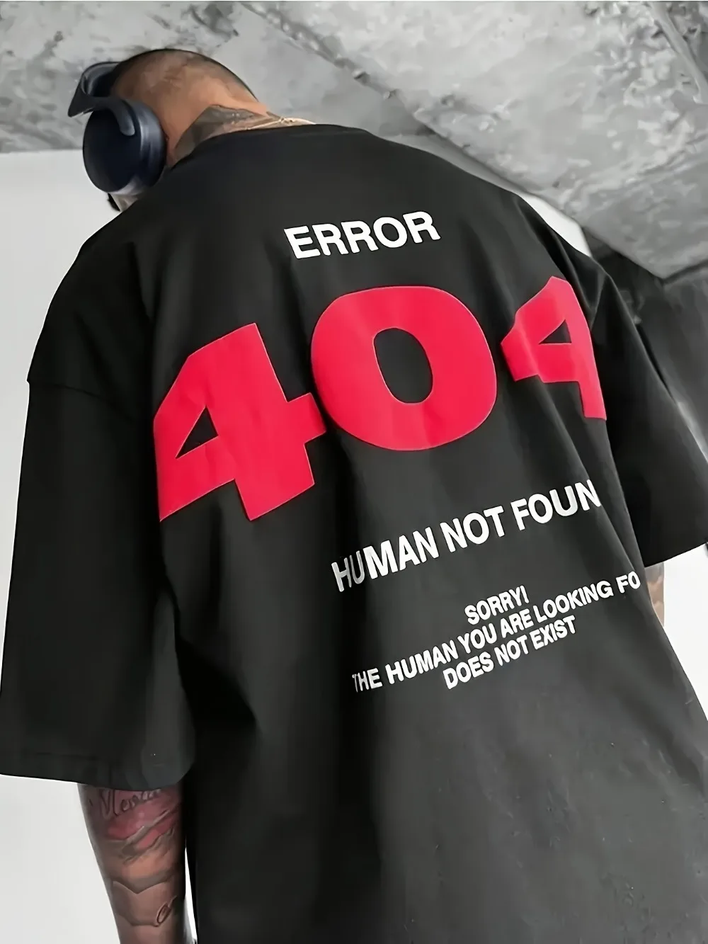 Error 404 Human Not Found Sorry Printing 3D Patts Port Schnelltrocknendes, atmungsaktives Herren-T-Shirt Street Casual Fashion Eltern-Kind-Kleidung – Detail 7