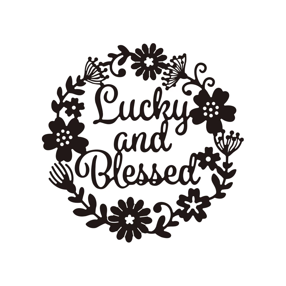 2023 Metal Cutting Dies Lucky and Blessed Wreath for DIY Scrapbooking Paper Crafting Decorative Album Photo Cards