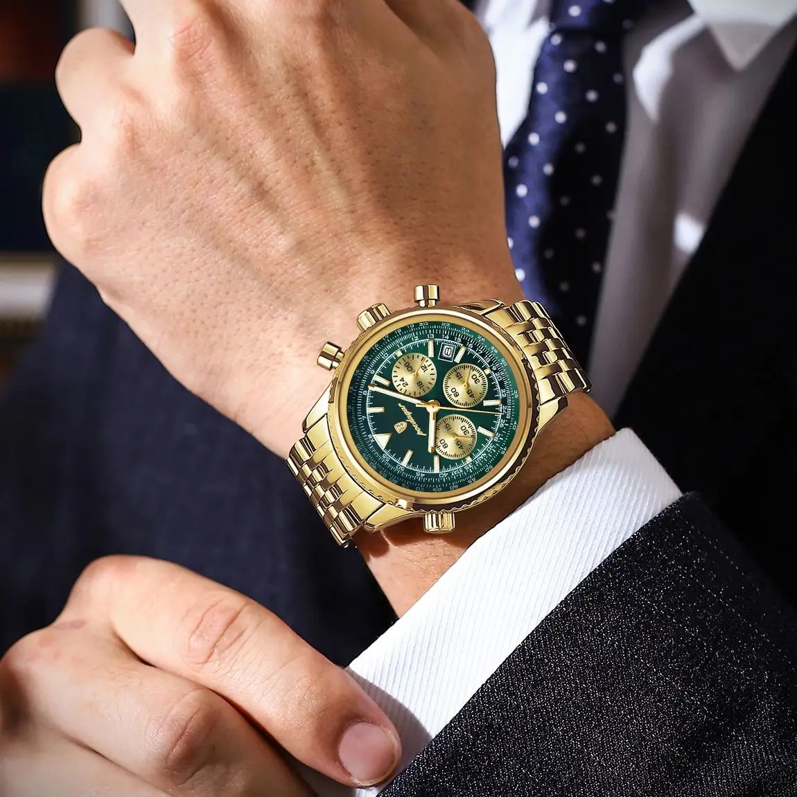 POEDAGAR Luksusowe Męskie Zegarki Wodoodporny Świecący Chronograf Data Zegarek Męski Stal Nierdzewna Wojskowy Kwarcowy Zegarek na Rękę