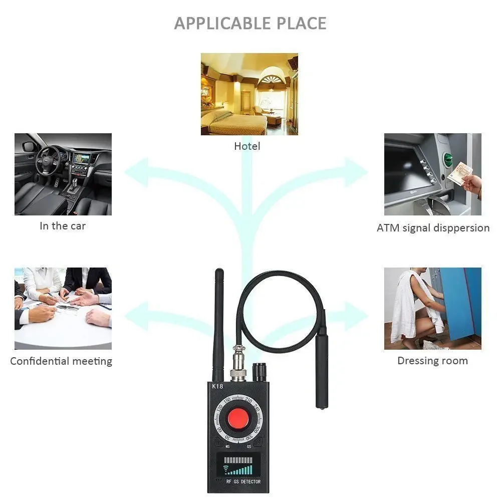 Dispositivo Detector GPS, señal RF, GSM, buscador de insectos, rango completo, antiespía, cámara espía oculta, Wifi, protección de seguridad