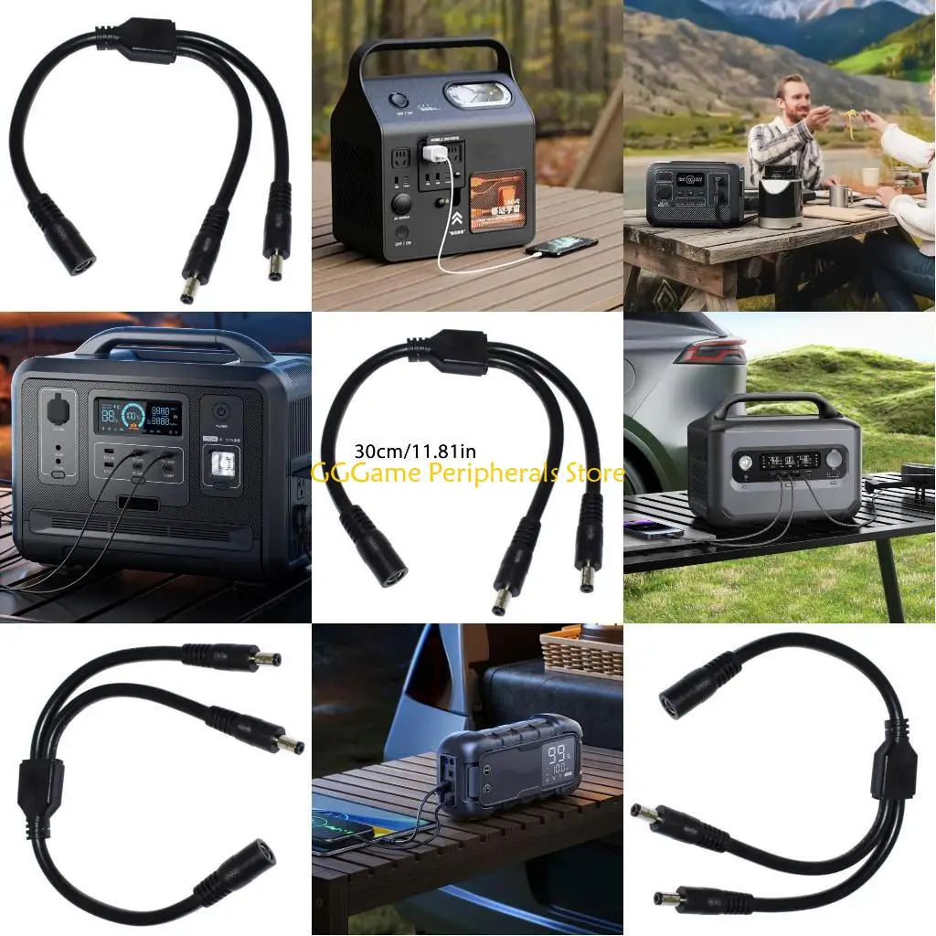 U55B DC5.5mmx2.5mm أنثى إلى 2xMale سلك محول محول كابل تمديد خط للكاميرا وأجهزة التوجيه ومروحة ضوء LED