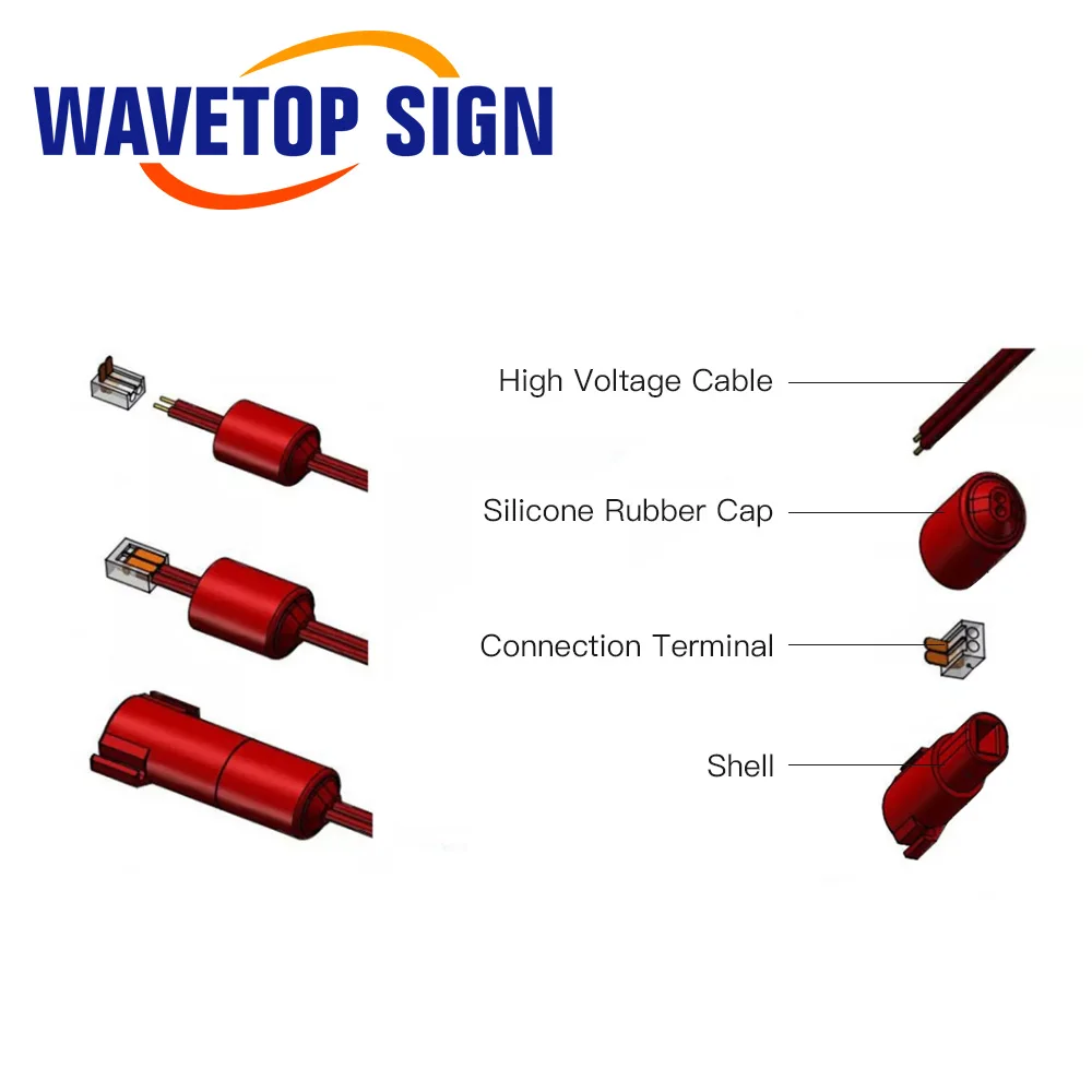 WaveTopSign Yongli ذكر أنثى موصل الجهد العالي لبطارية هليكوبتر لتقوم بها بنفسك أنبوب الليزر آلة قطع CO2