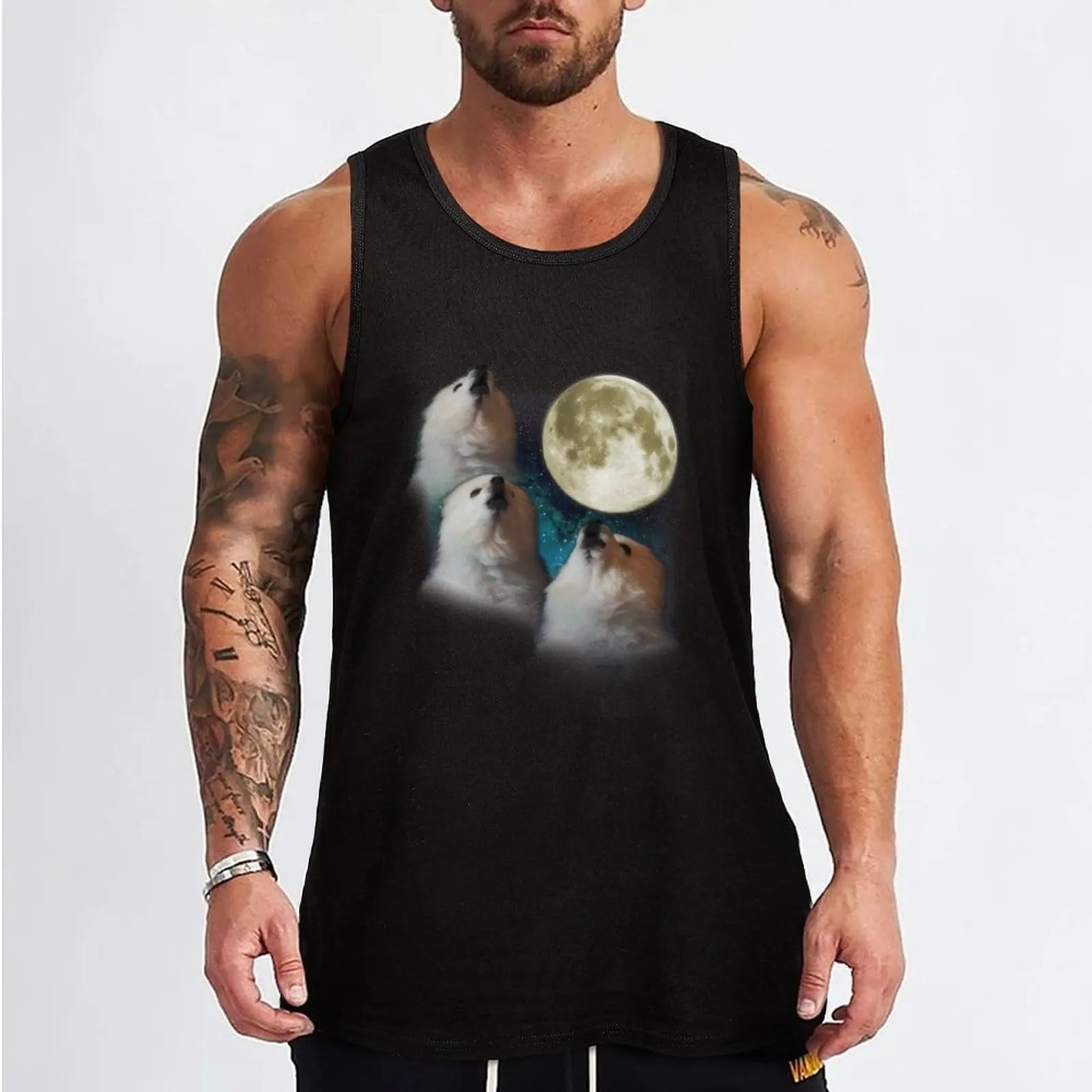 Gabe the Dog - Three Gabe Moon Tank Top anime t-shirts Men's t shirt Sleeveless T-shirt t shirt