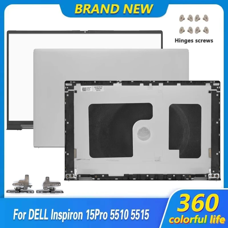 حافظة كمبيوتر محمول أصلية جديدة لـ DELL Inspiron 15Pro 5510 5515 P106F شاشة LCD الغطاء الخلفي الحافة الأمامية مفصلات مع مسامير 15.6 بوصة