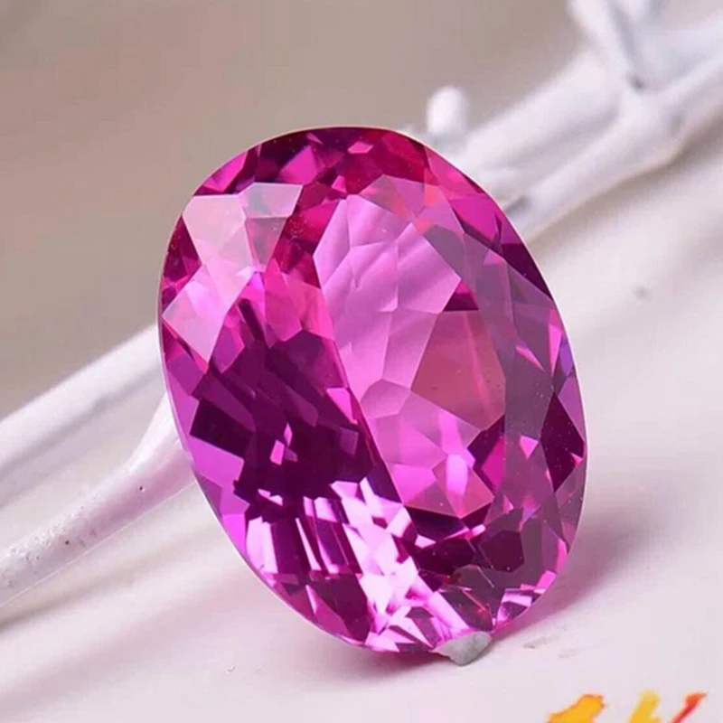 Hübscher rosa Rubin, UV-Test bestanden, Mohs-Härte, ovaler Facettenschliff, VVS1, für Charms, DIY-Schmuckherstellung/Sammlung, Edelstein – Detail 4