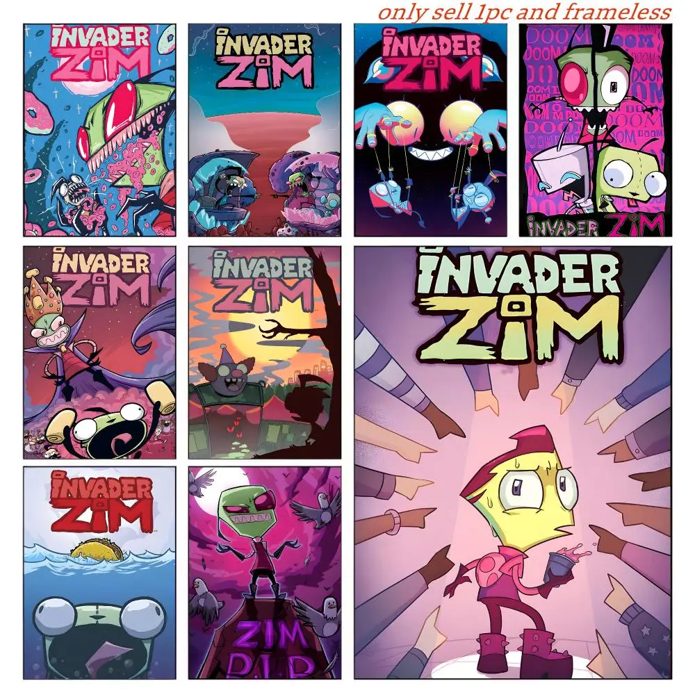 Anime I-Invader Zim Poster Wall Art Poster Pictures, Aesthetic Home Decor For Living Room Bedroom Office