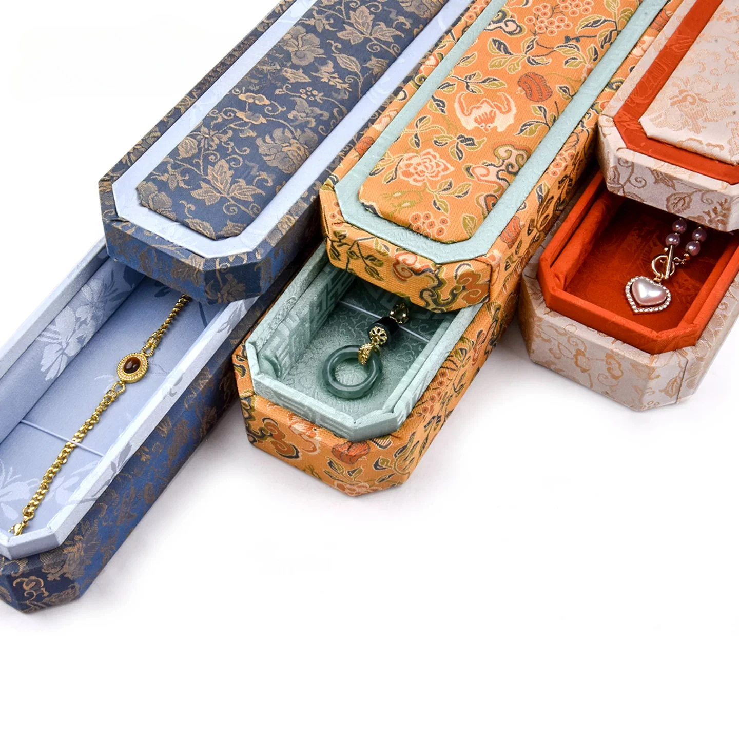 High-end brocade box, Chinese style bracelet, necklace storage box with lid, pendant, jade brand beaded agate jewelry box